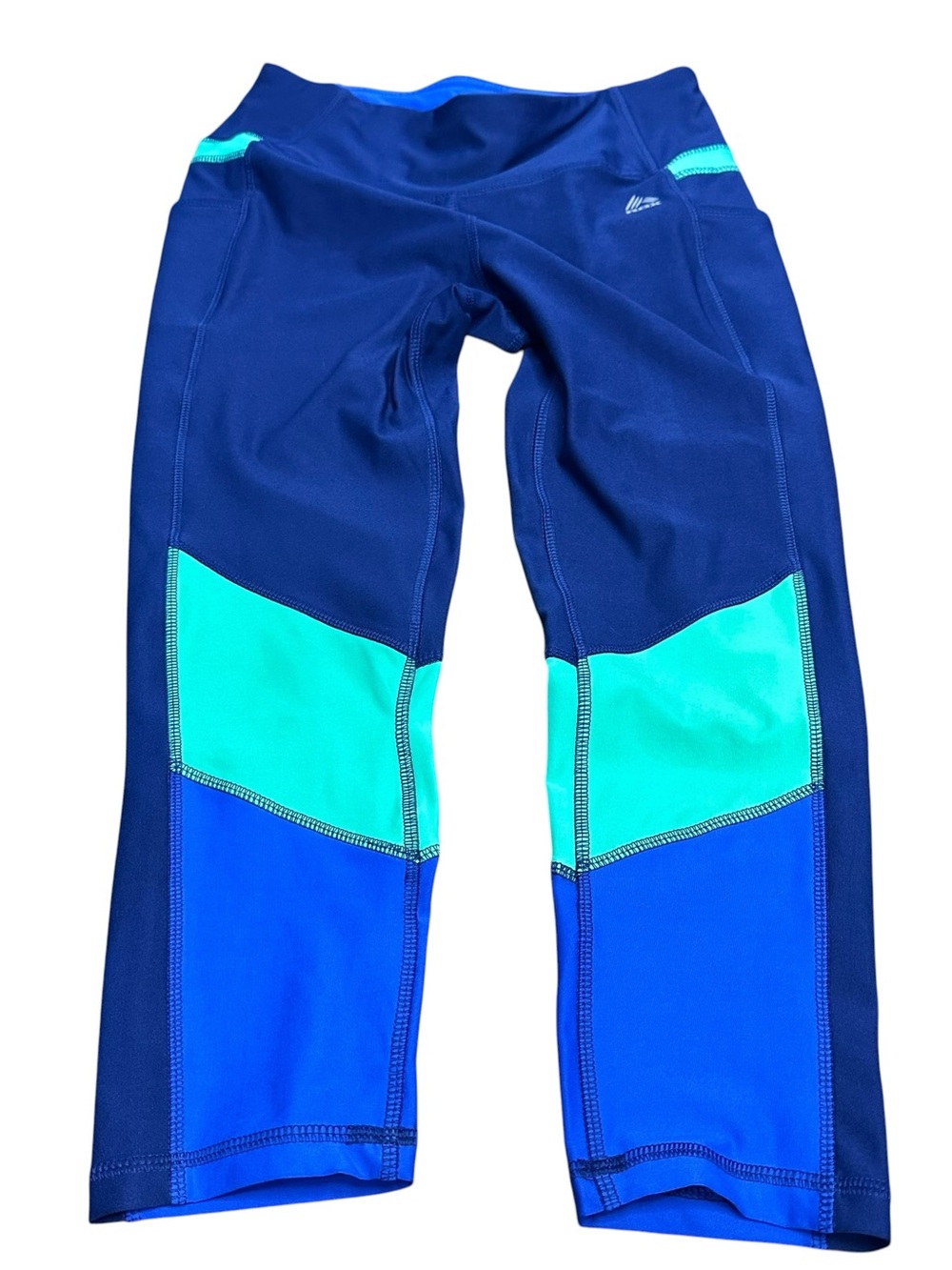 RBX Blue Colorblock Capri‎ Leggings Women’s Medium Active Athletic Workout Yoga